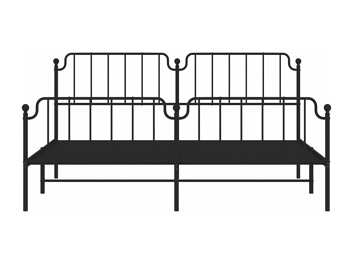 Cadre de lit métal avec tête de lit-pied de lit noir 193x203