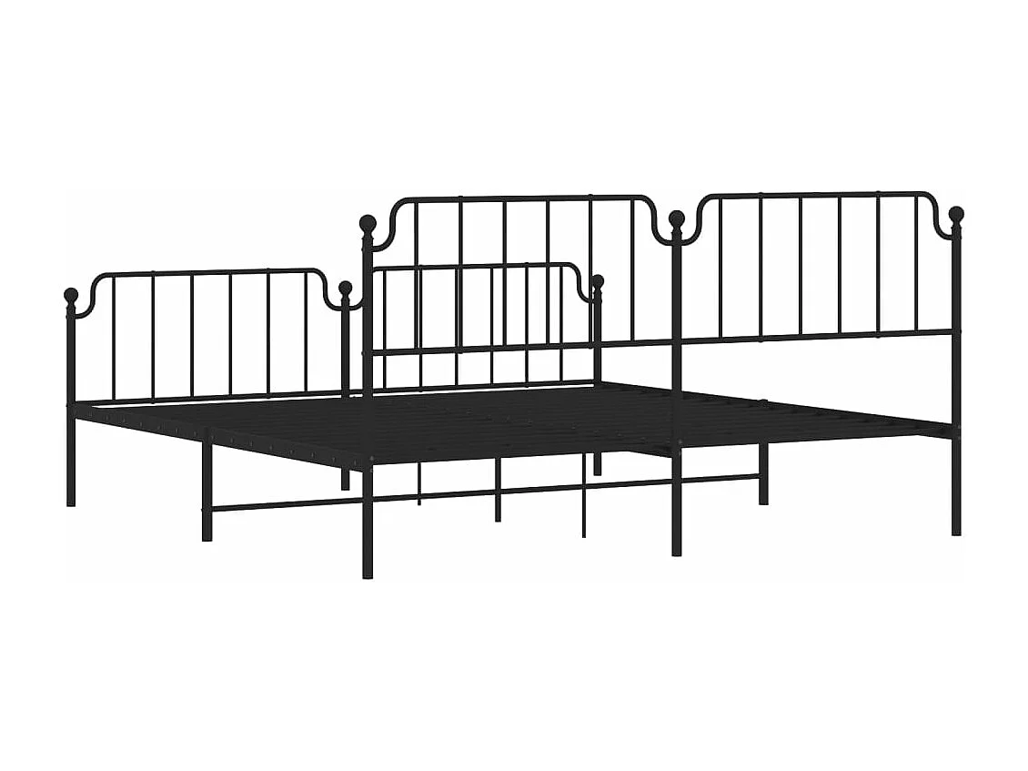 Cadre de lit métal avec tête de lit-pied de lit noir 193x203
