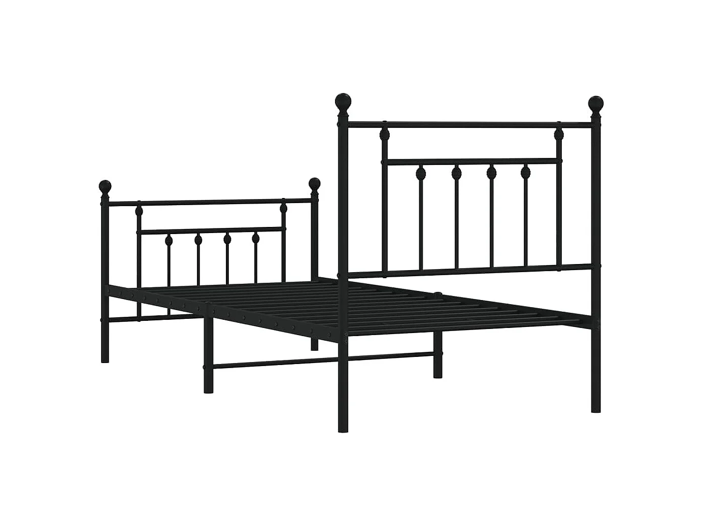 Cadre de lit métal avec tête de lit-pied de lit noir 90x200