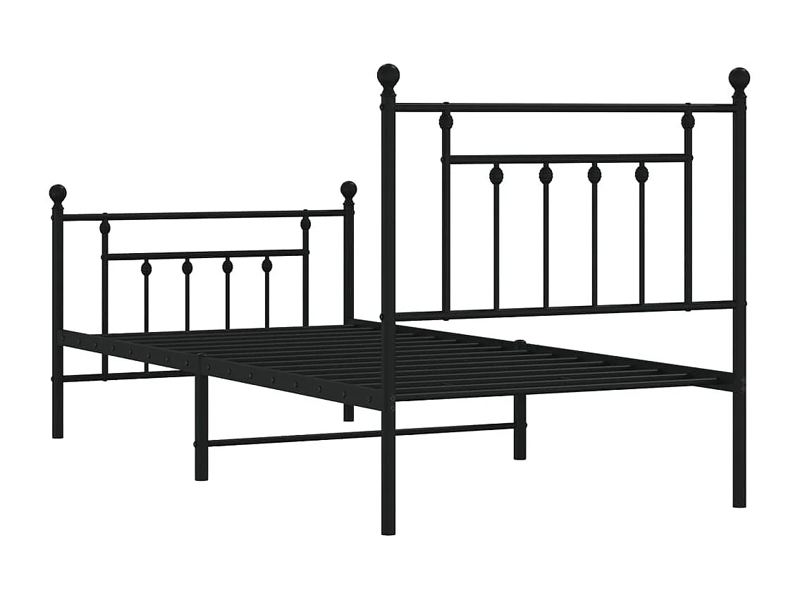 Cadre de lit métal avec tête de lit-pied de lit noir 90x200