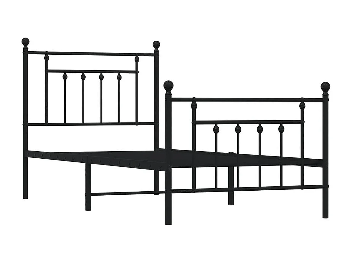 Cadre de lit métal avec tête de lit-pied de lit noir 90x200