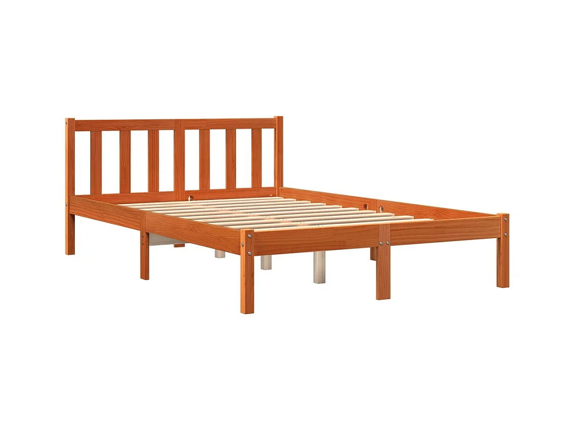 Cadre de lit marron 140x200 bois de pin massif