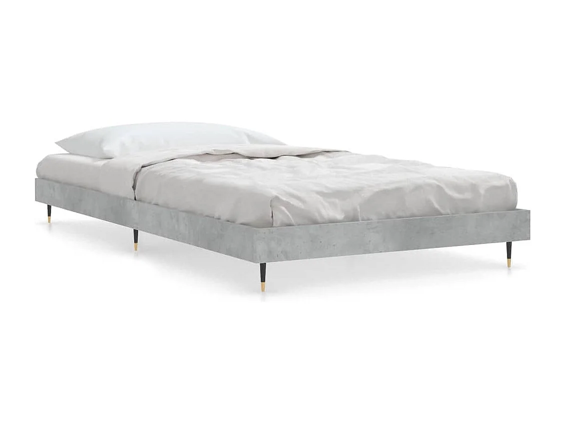 Cadre de lit gris béton 90x200 bois d'ingénierie
