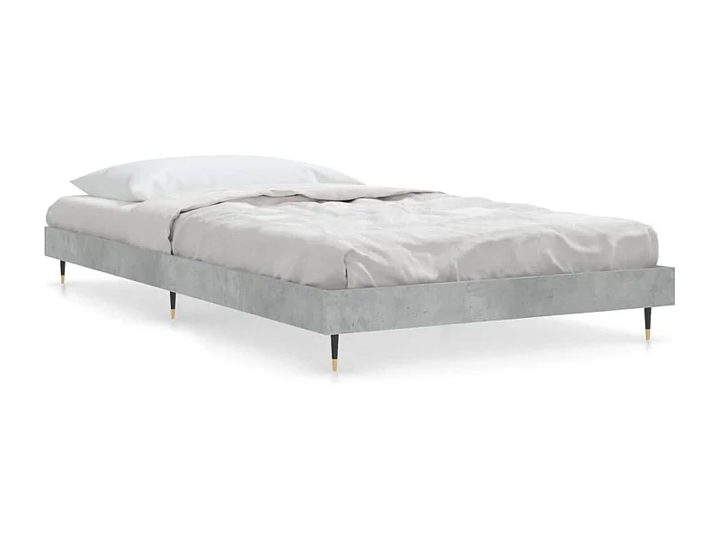 Cadre de lit gris béton 90x200 bois d'ingénierie