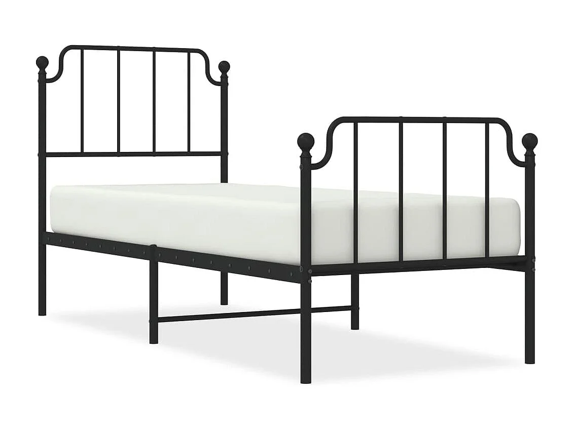 Cadre de lit métal avec tête de lit-pied de lit noir 80x200