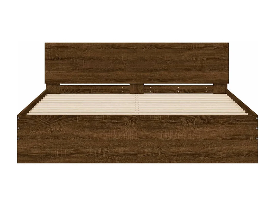 Cadre de lit avec tête de lit et LED chêne marron 160x200