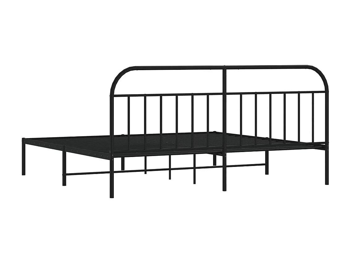 Cadre de lit métal avec tête de lit noir 193x203