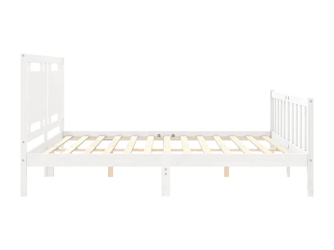 Cadre de lit avec tête de lit blanc 200x200 bois massif