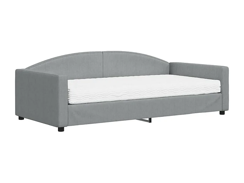 Lit de jour avec matelas gris clair 100x200 tissu