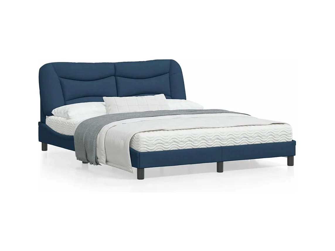 Cadre de lit avec lumières LED bleu 160x200 tissu