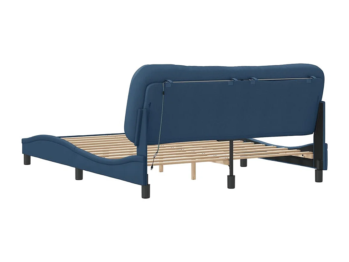 Cadre de lit avec lumières LED bleu 160x200 tissu