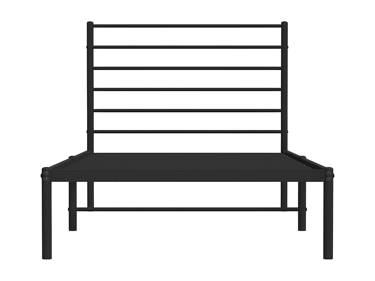 Cadre de lit métal avec tête de lit noir 90x200