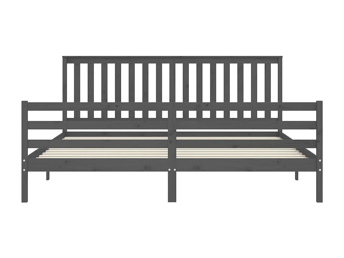 Cadre de lit avec tête de lit gris 200x200 bois massif