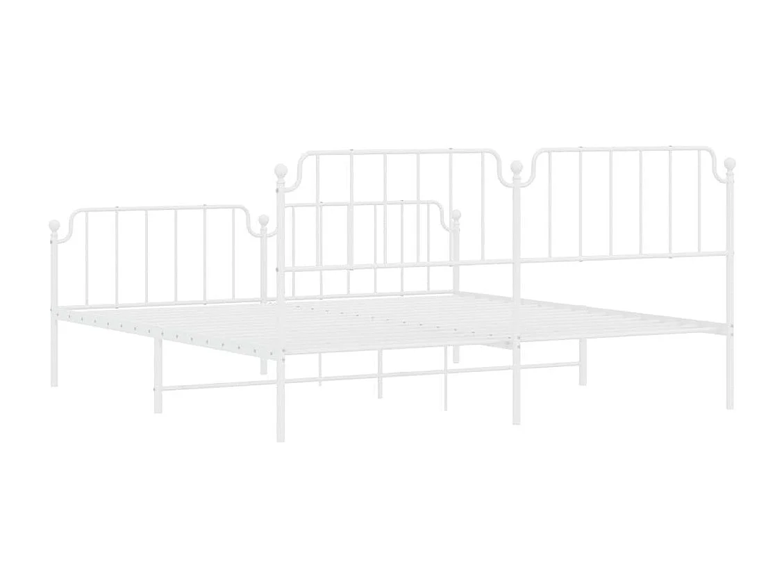 Cadre de lit métal avec tête de lit-pied de lit blanc 193x203