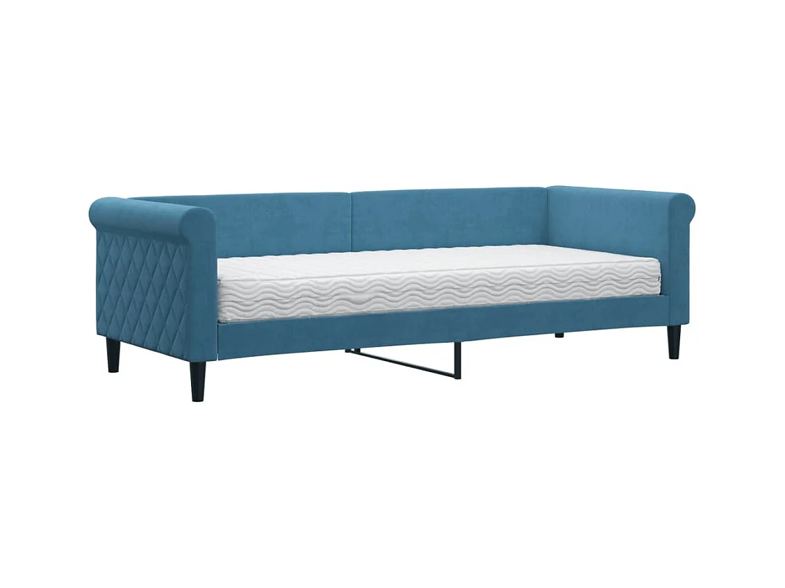 Lit de jour avec matelas bleu 80x200 velours