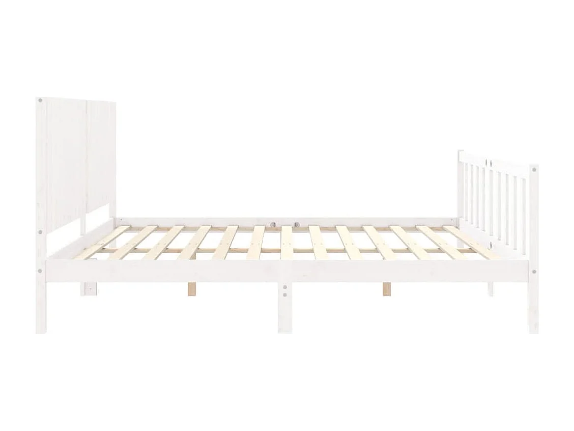 Cadre de lit avec tête de lit blanc 200x200 bois massif
