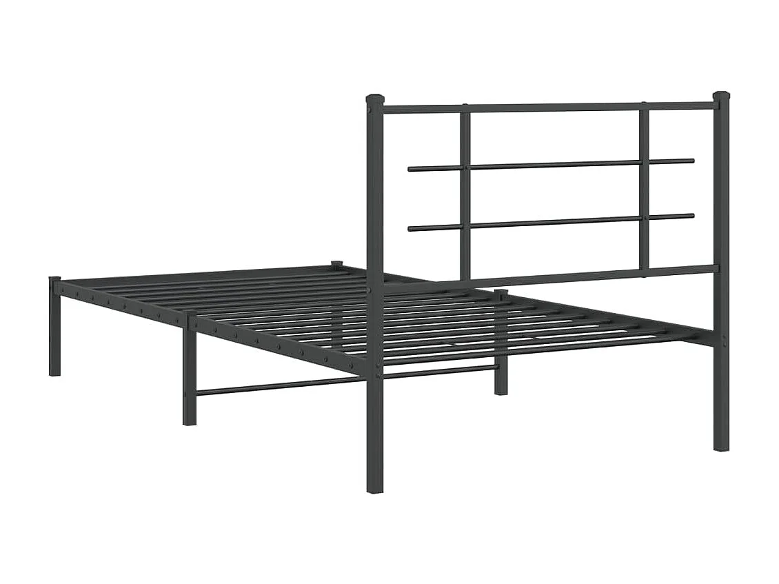 Cadre de lit métal avec tête de lit noir 107x203