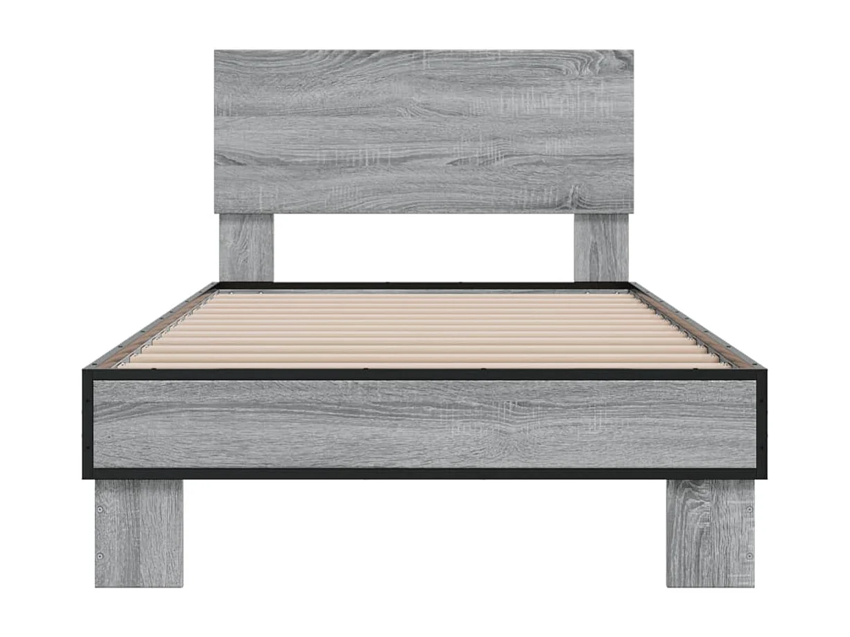 Cadre de lit sonoma gris 90x190 bois d'ingénierie et métal