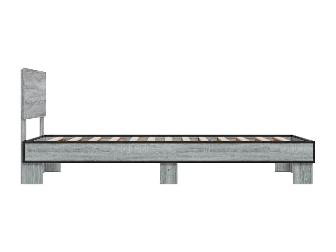 Cadre de lit sonoma gris 90x190 bois d'ingénierie et métal