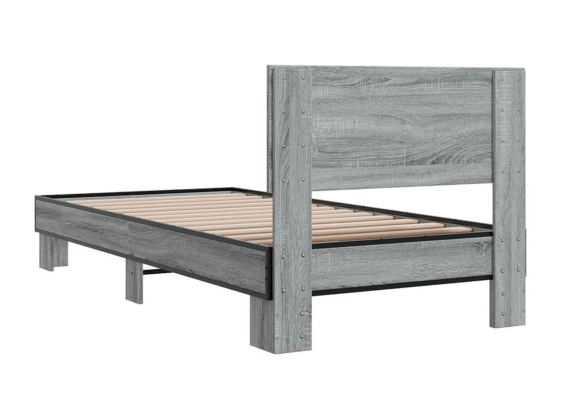 Cadre de lit sonoma gris 90x190 bois d'ingénierie et métal