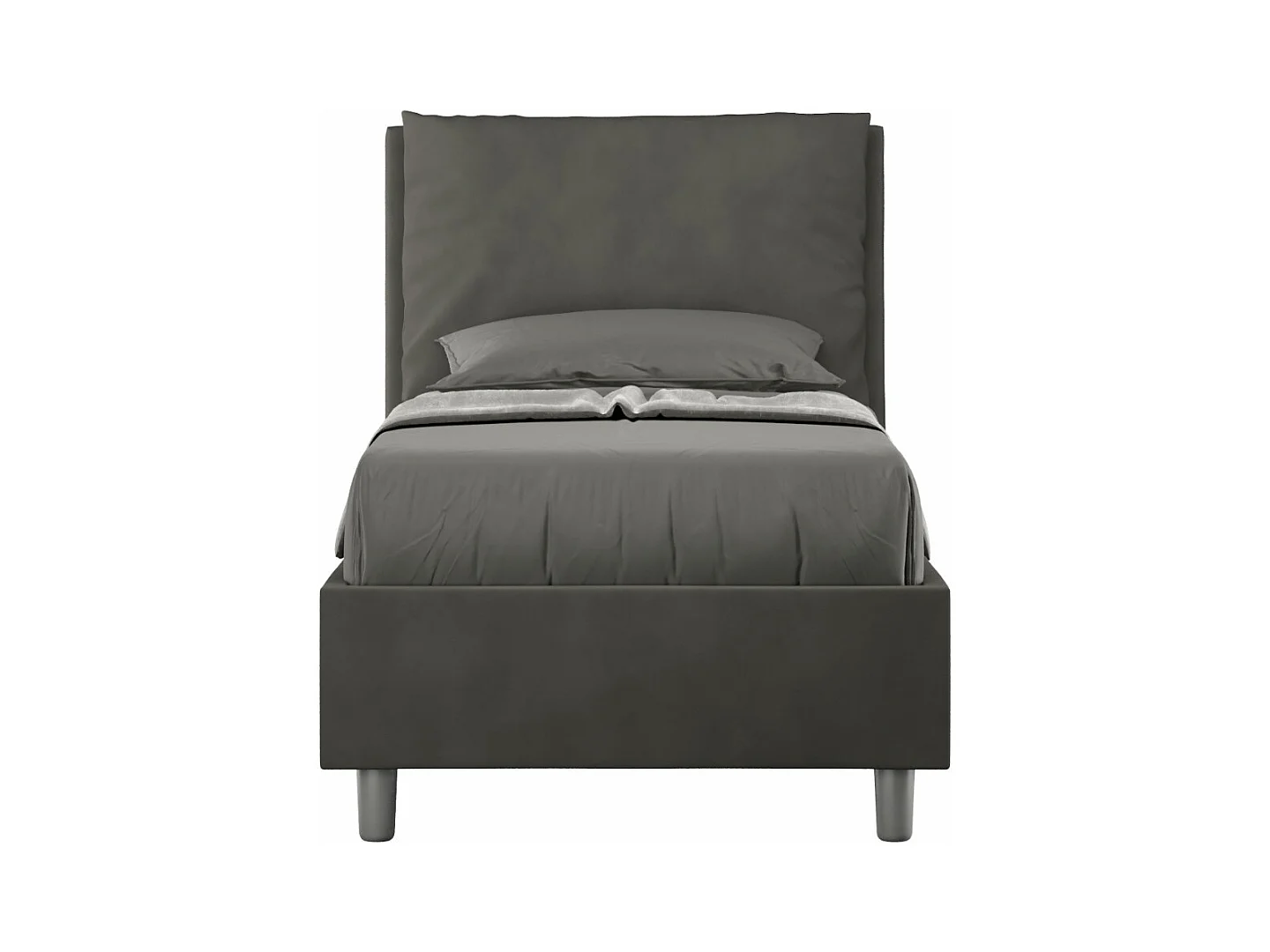 Letto senza rete imbottito 90x190 microfibra grigio Appia