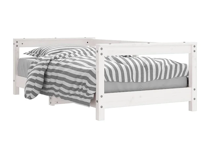 Cadre de lit pour enfant blanc 70x140 bois de pin massif