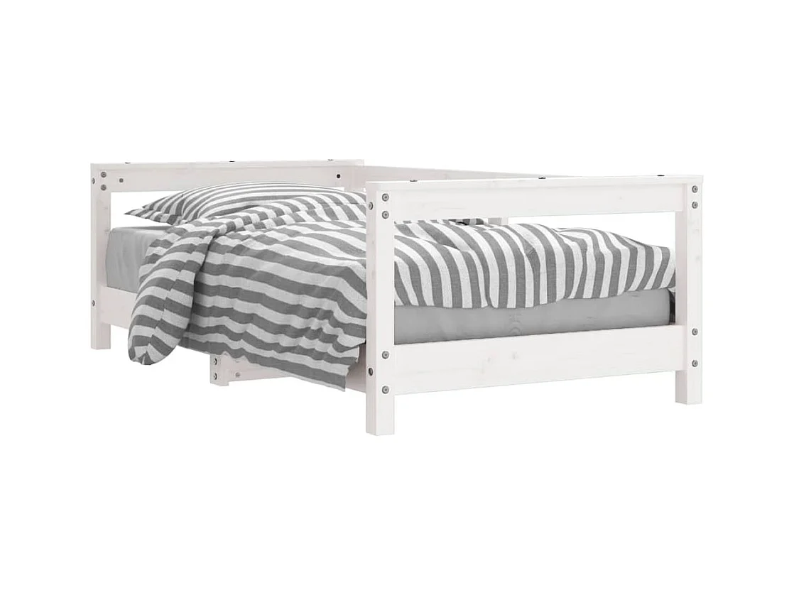 Cadre de lit pour enfant blanc 70x140 bois de pin massif