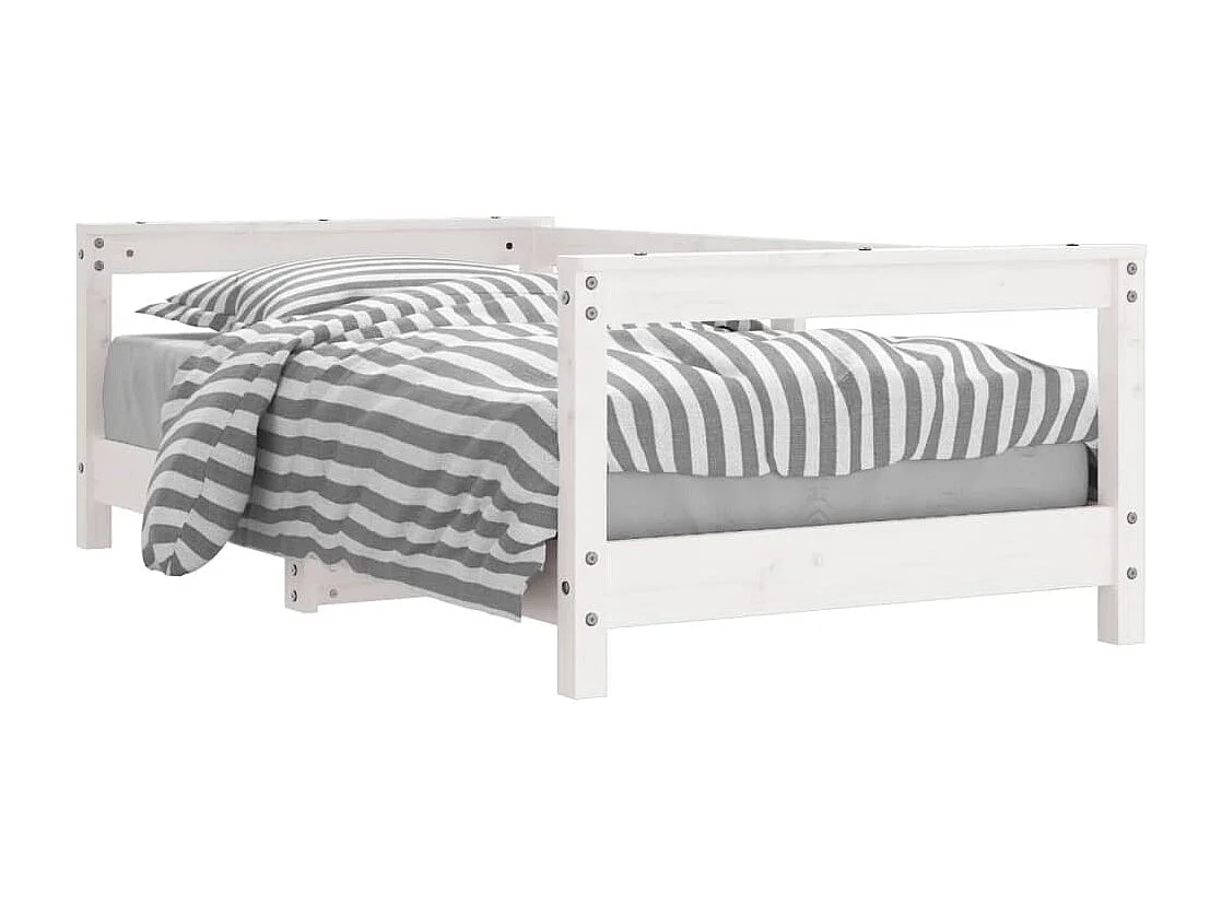 Cadre de lit pour enfant blanc 70x140 bois de pin massif
