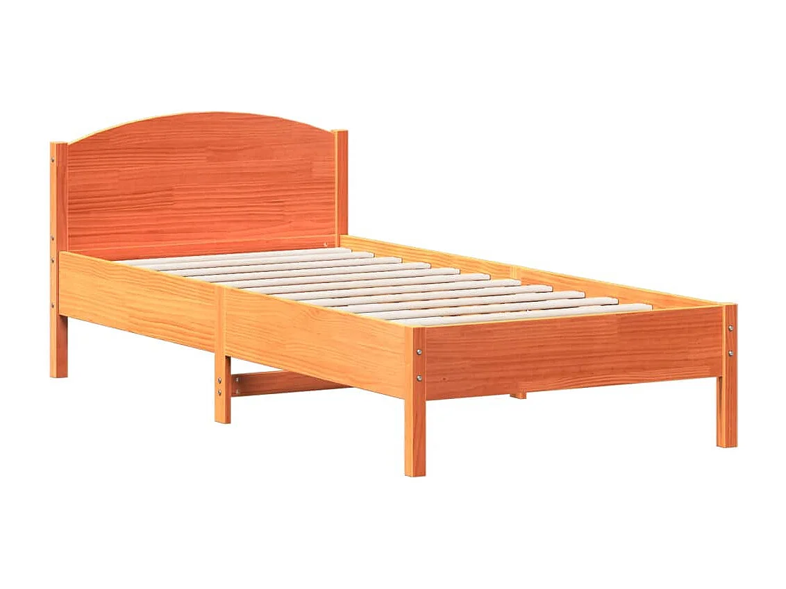 Cadre de lit et tête de lit marron 100x200 bois de pin