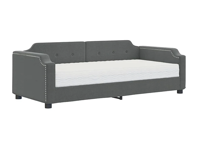Lit de jour avec matelas gris foncé 80x200 tissu