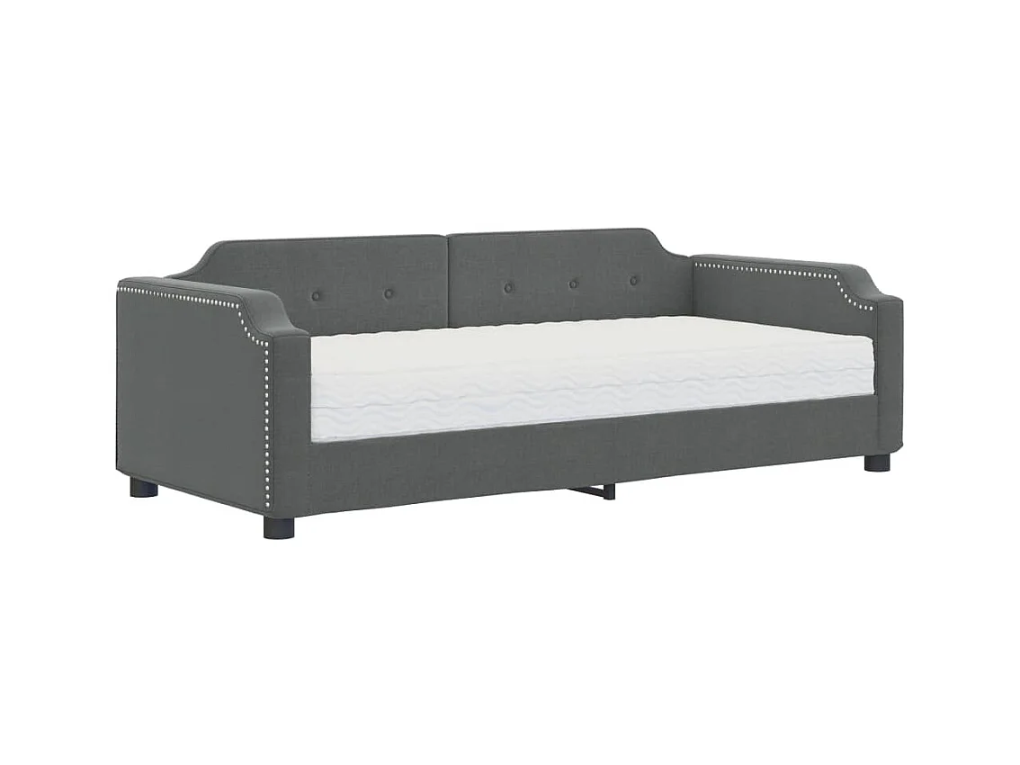 Lit de jour avec matelas gris foncé 80x200 tissu