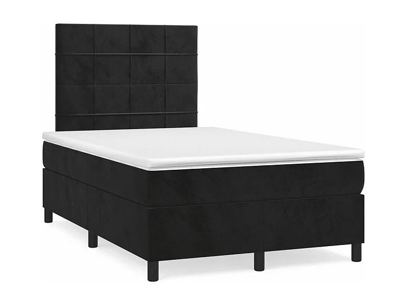 Sommier à lattes de lit avec matelas noir 120x190 velours
