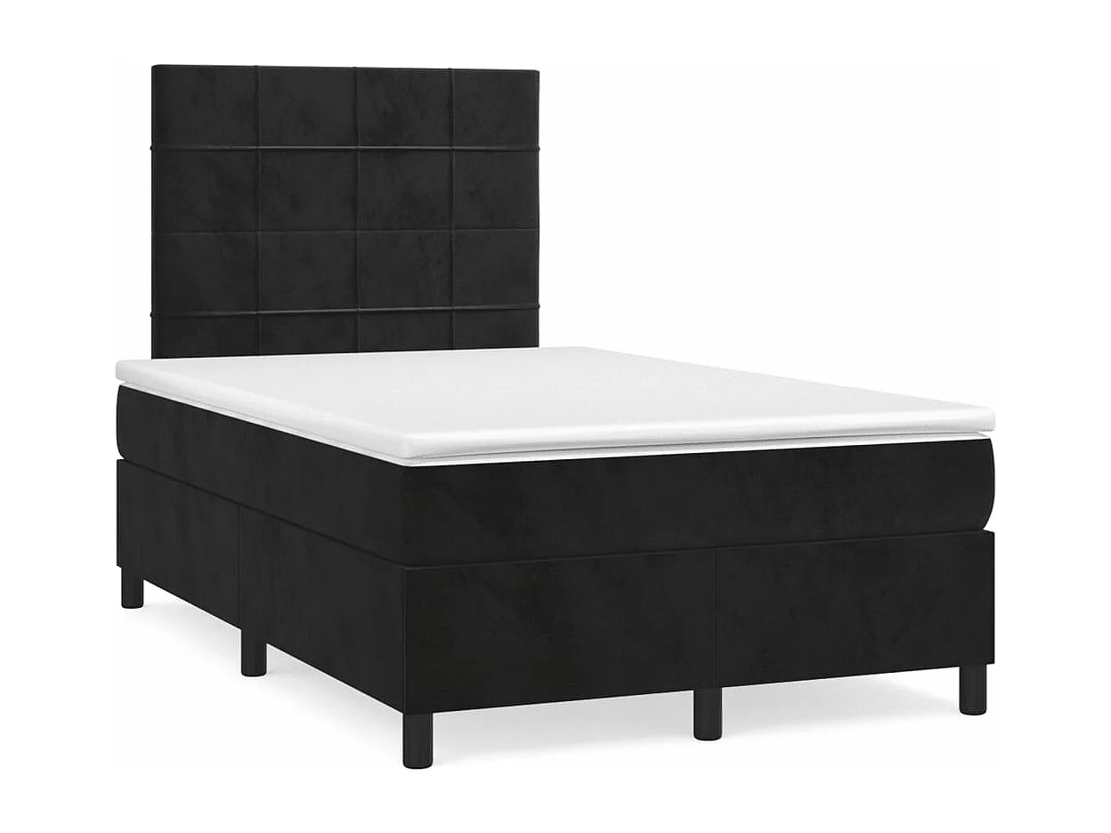 Sommier à lattes de lit avec matelas noir 120x190 velours