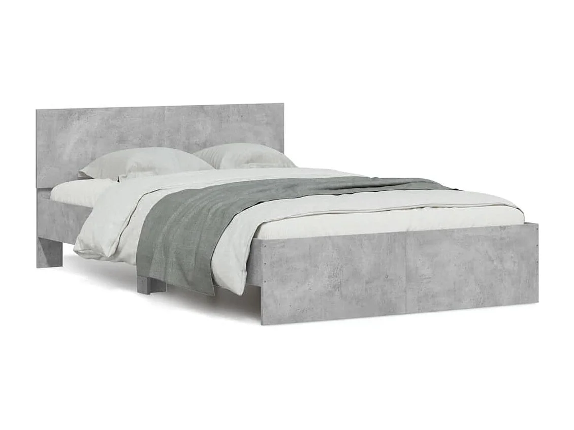 Estructura de cama con cabecero gris hormigón 135x190 cm