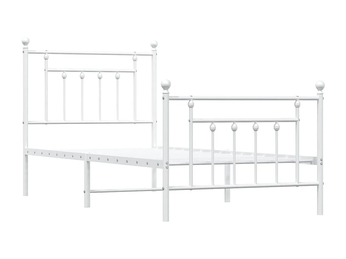 Cadre de lit métal avec tête de lit-pied de lit blanc 80x200