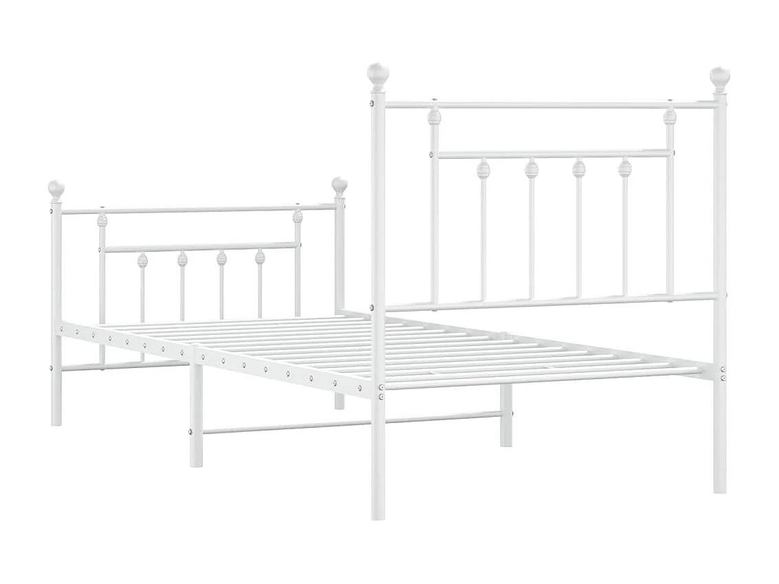 Cadre de lit métal avec tête de lit-pied de lit blanc 80x200