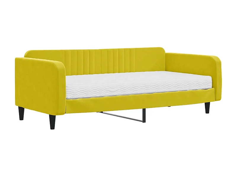 Lit de jour avec matelas jaune 100x200 velours