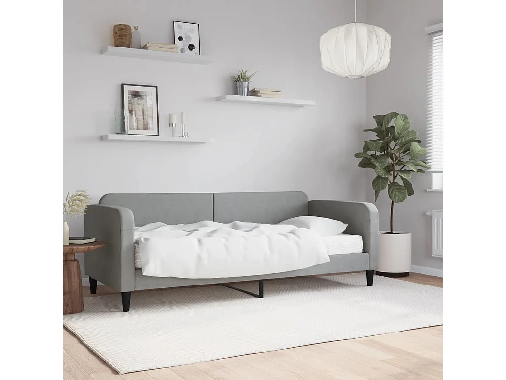 Lit de jour avec matelas gris clair 80x200 tissu
