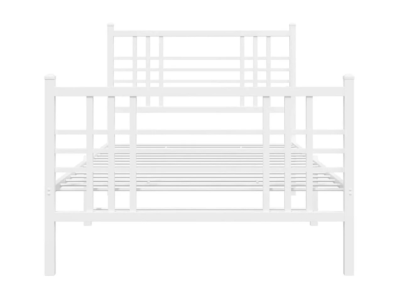 Cadre de lit métal avec tête de lit-pied de lit blanc 90x200