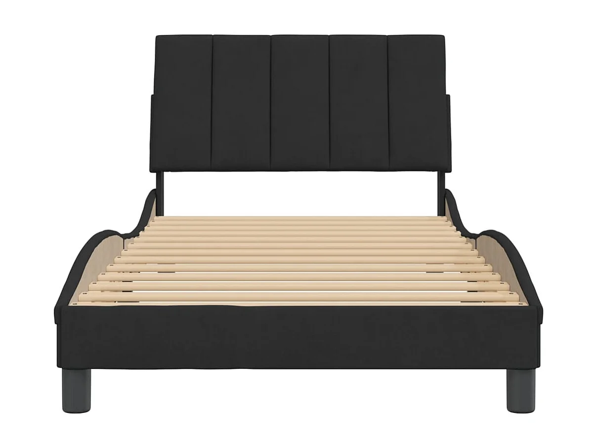 Cadre de lit avec tête de lit Noir 100x200 Velours