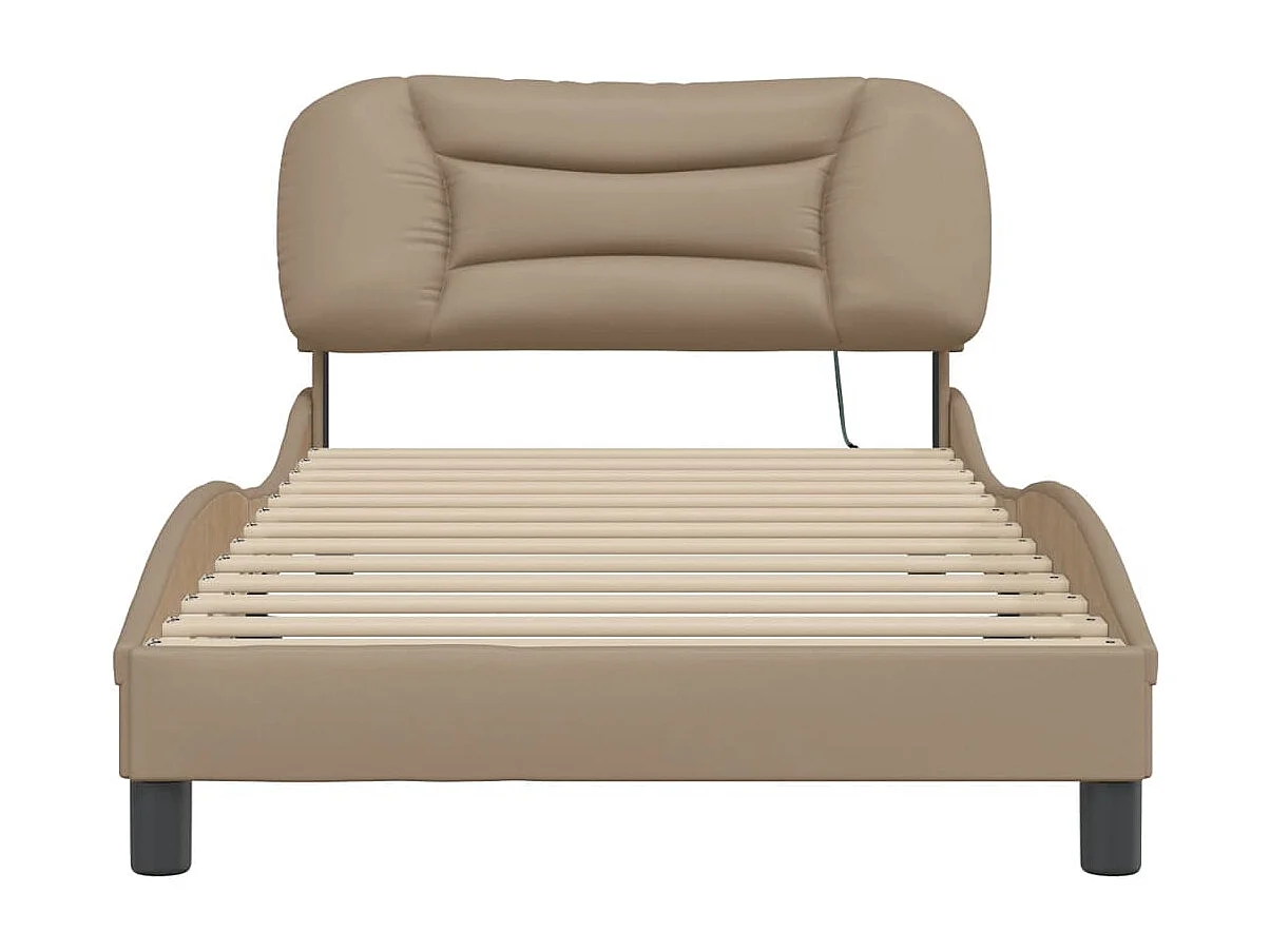 Cadre de lit avec lumières LED cappuccino 100x200 similicuir