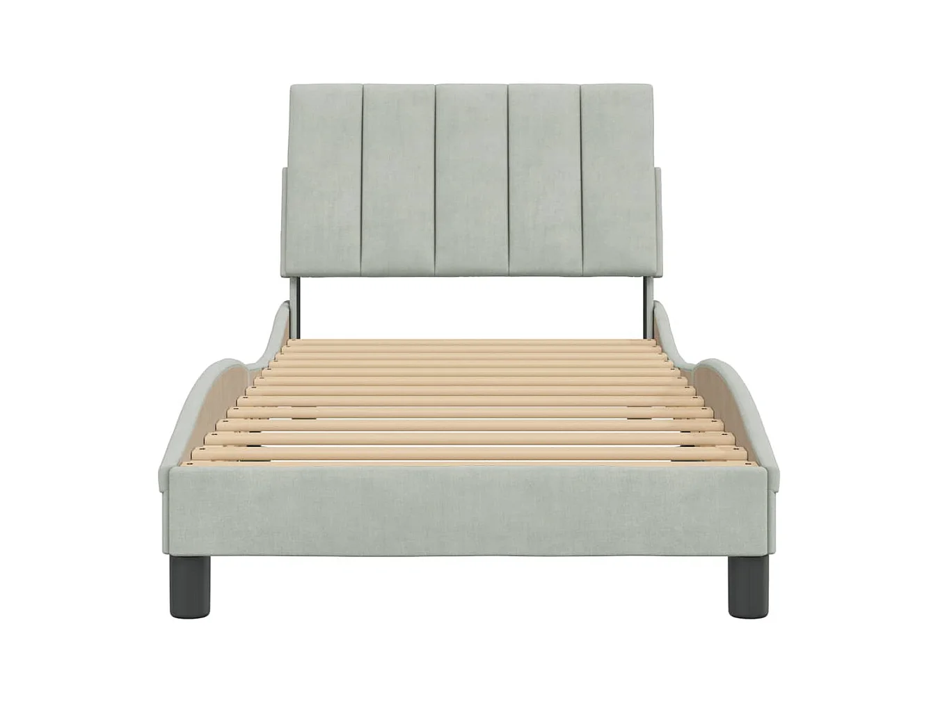 Cadre de lit avec tête de lit Gris clair 90x200 Velours