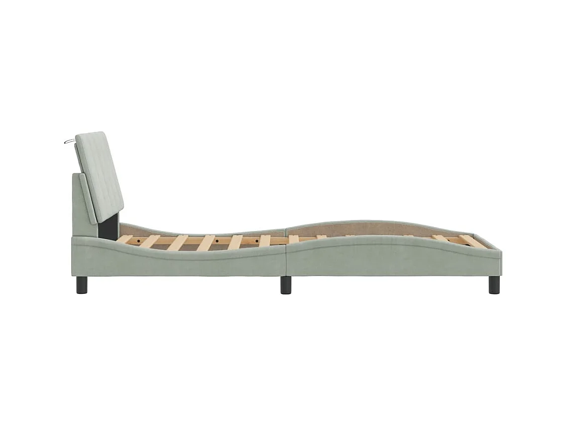 Cadre de lit avec tête de lit Gris clair 90x200 Velours