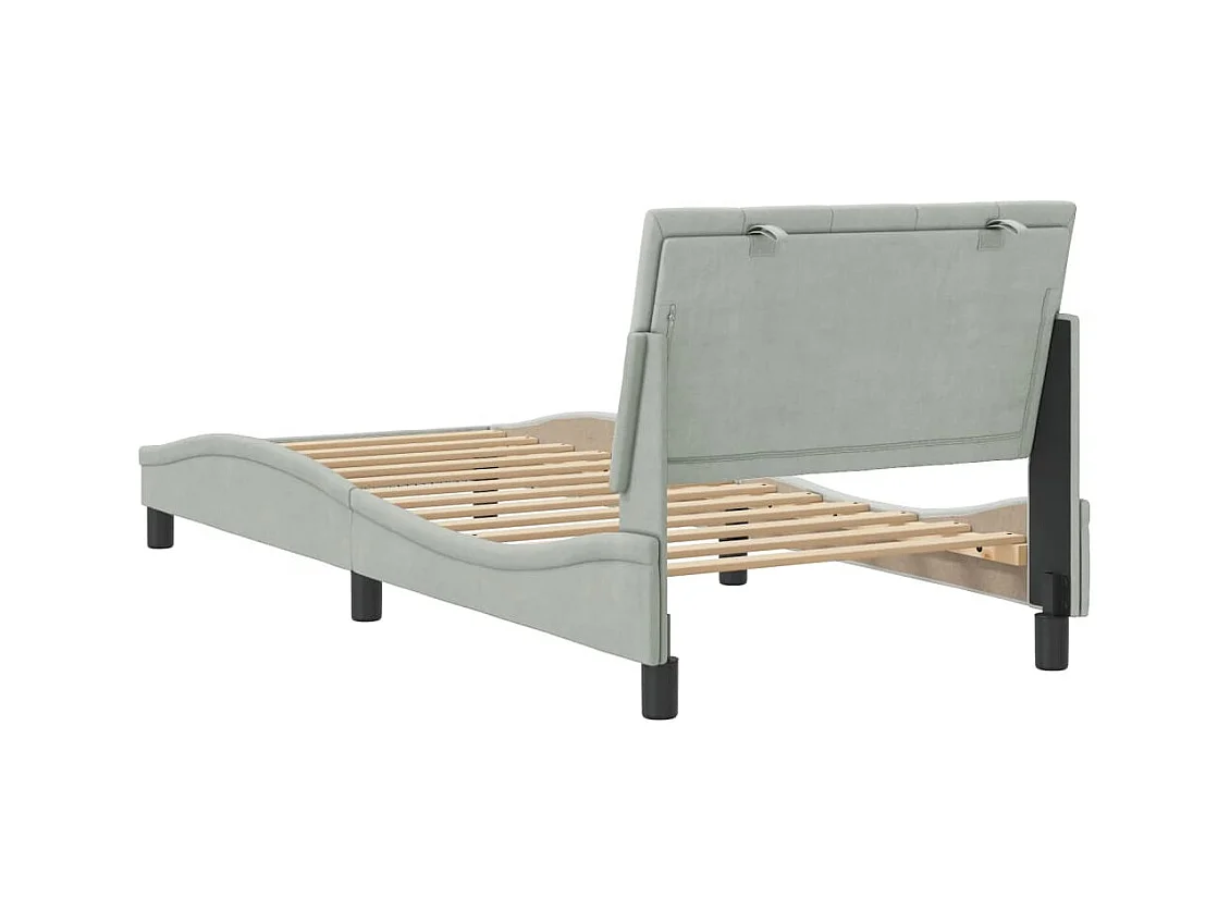 Cadre de lit avec tête de lit Gris clair 90x200 Velours