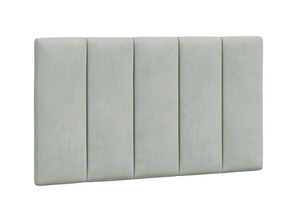Cadre de lit avec tête de lit Gris clair 90x200 Velours