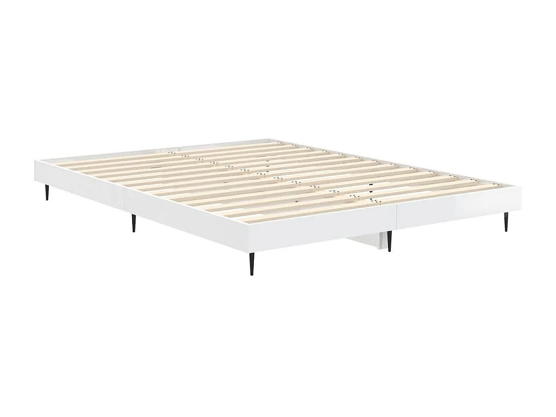 Cadre de lit blanc brillant 135x190 bois d'ingénierie