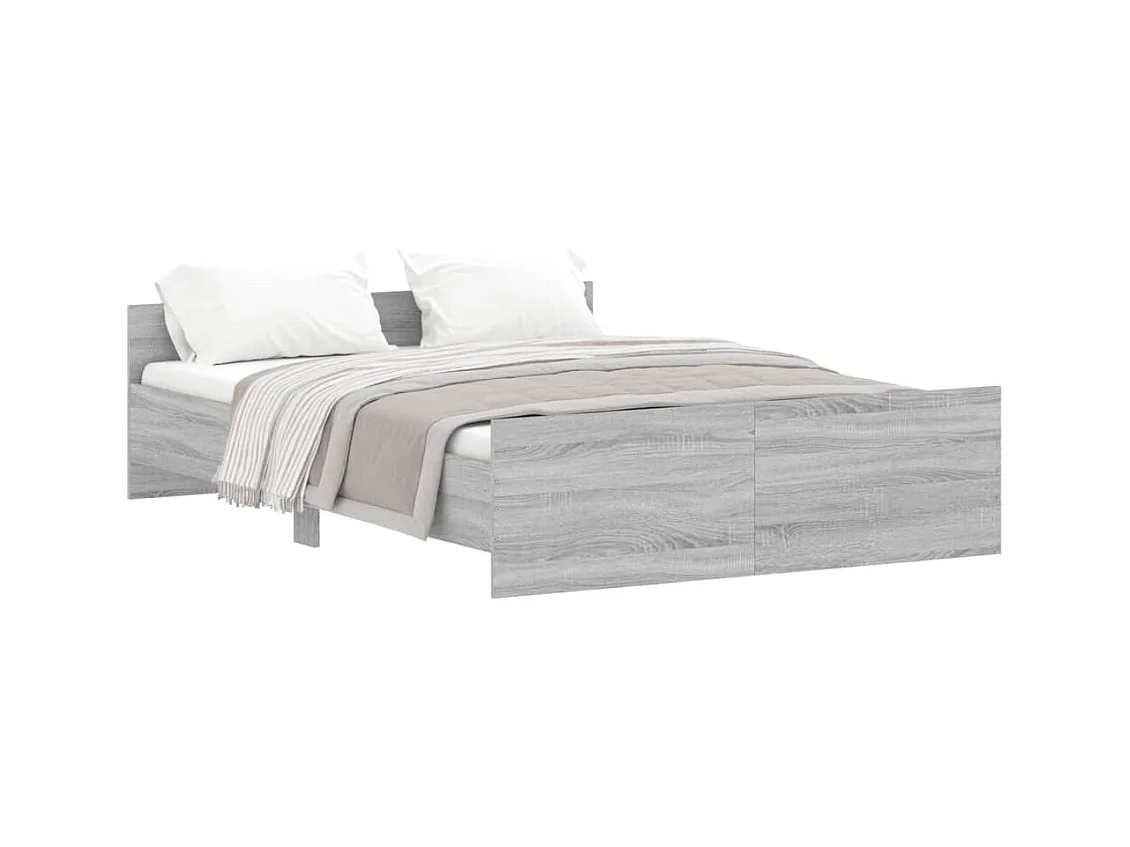 Cadre de lit tête de lit et pied de lit sonoma gris 140x190