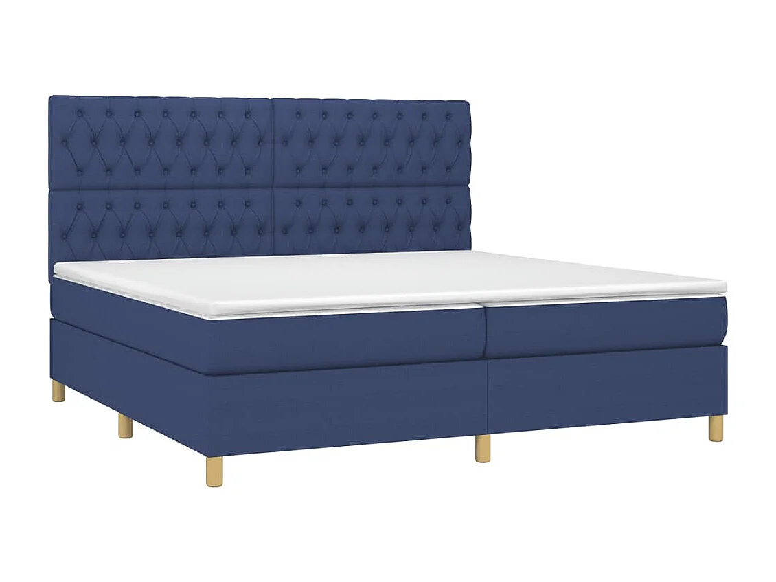 Lit à sommier tapissier avec matelas Bleu 200x200 Tissu 5