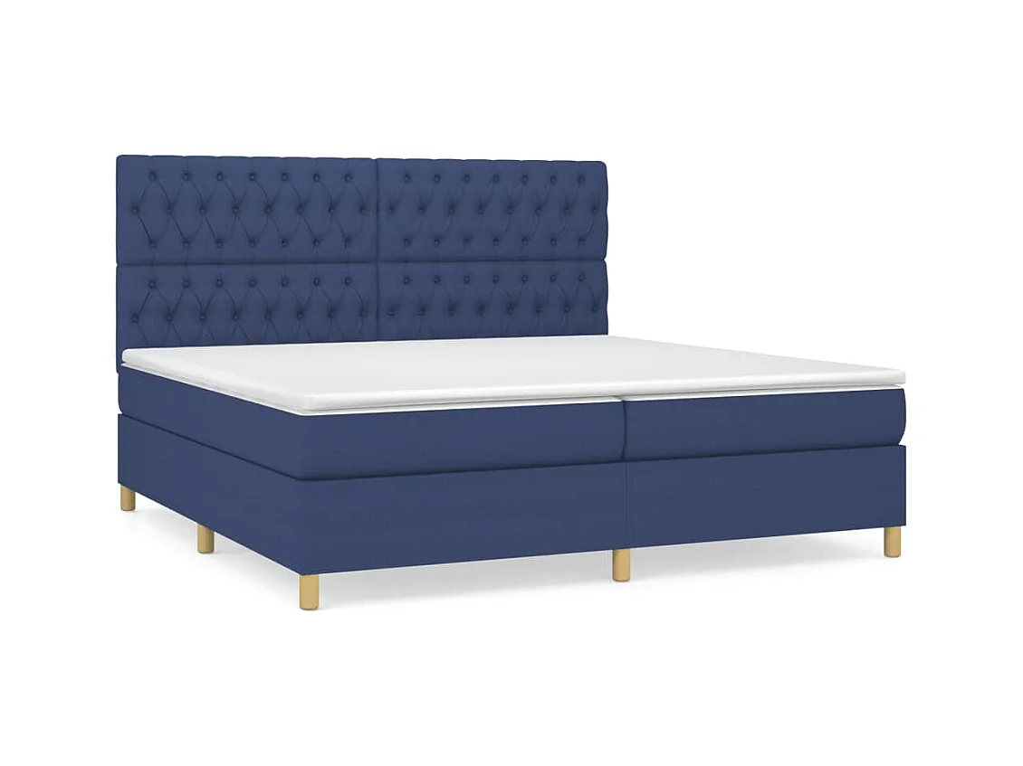 Lit à sommier tapissier avec matelas Bleu 200x200 Tissu 5
