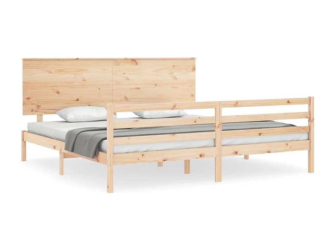 Cadre de lit avec tête de lit 200x200 bois massif